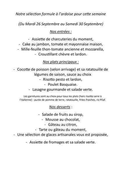 Notre ardoise pour cette semaine Notre ardoise pour cette semaine