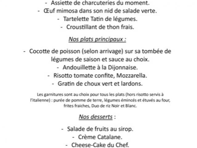 Notre menu de la semaine